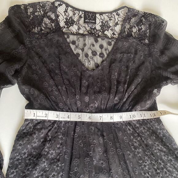 Ella Moss Black Empire Waist Lace Overlay Dress Size Small - Picture 7 of 12